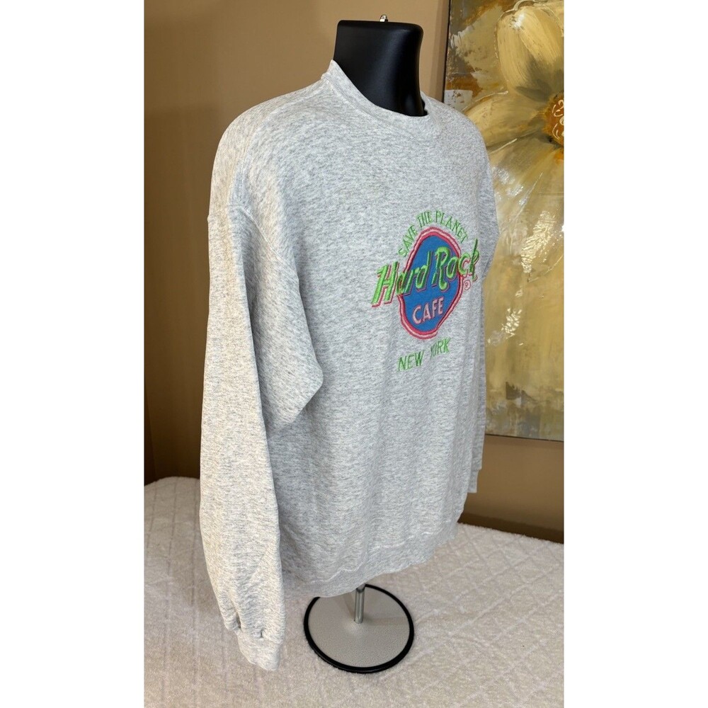 Vtg Santee Sweats 80s USA Made Hard Rock Cafe New York Embroidered Sweatshirt L - Picture 8 of 16
